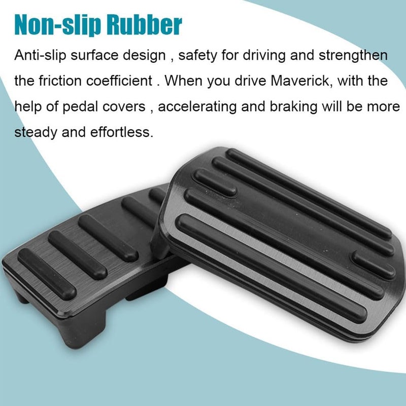 LEXLEY 2PCS Anti-Slip Aluminum Brake Gas Pedal Pads,Auto No Drilling Accelerator Pedal Covers Only for Ford 2022 2023 2024 2025 2026 Maverick-Black - Image 3